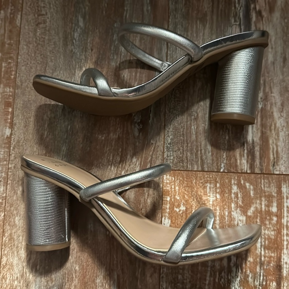 Silver Block Heel